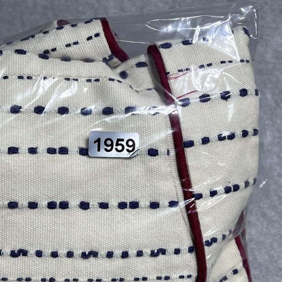 Talbots Blazer Womens Size 8 Blue Embroidered Stripes Red Trim Cotton Jacket - Picture 11 of 13